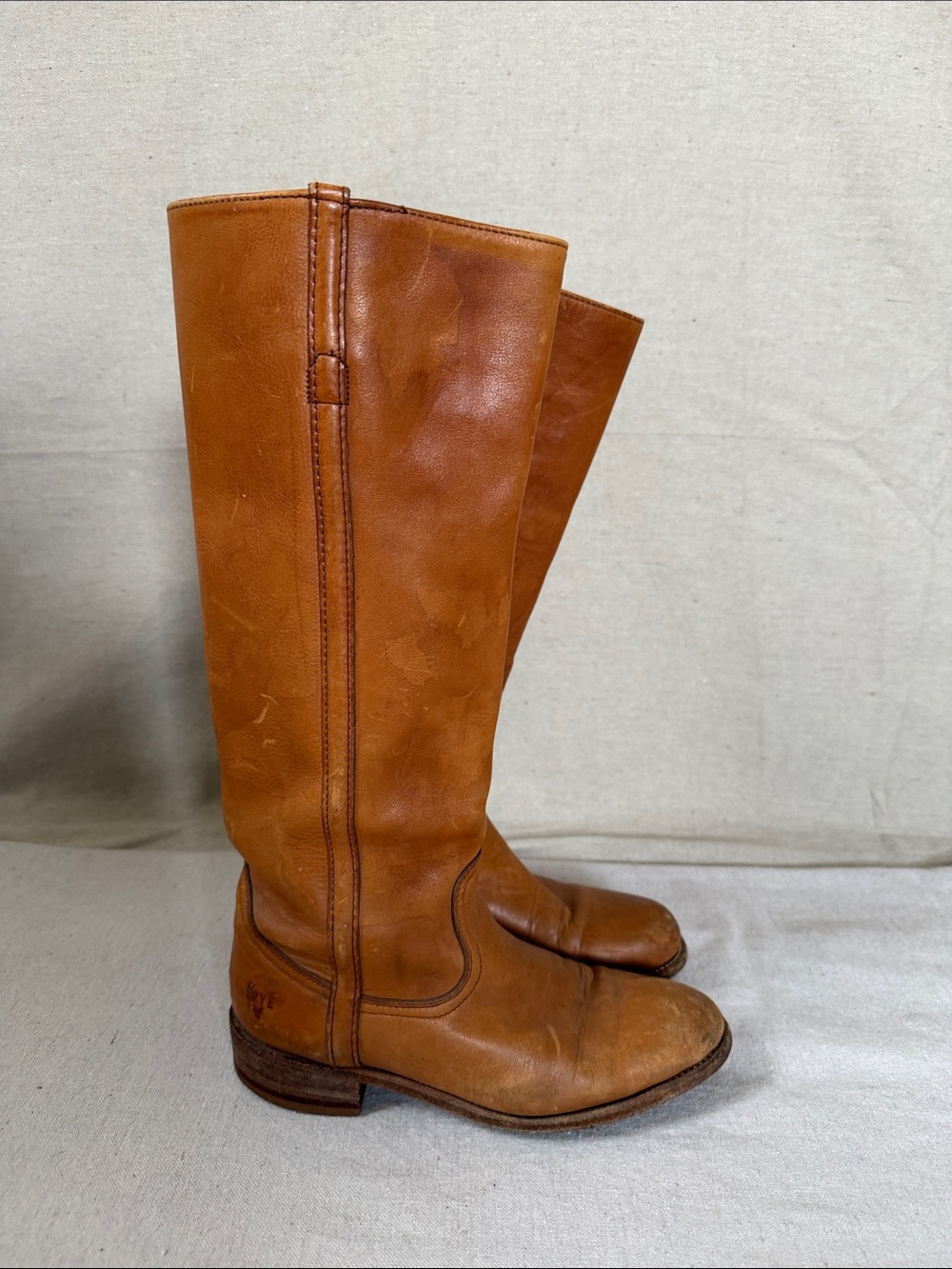 Frye Tall Leather Riding Boots in Tan Brown size 6.5